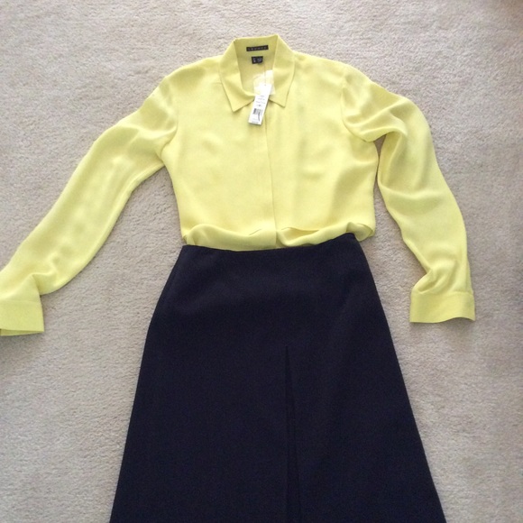 Butter Yellow Classic Theory Silk Blouse - Picture 4 of 8